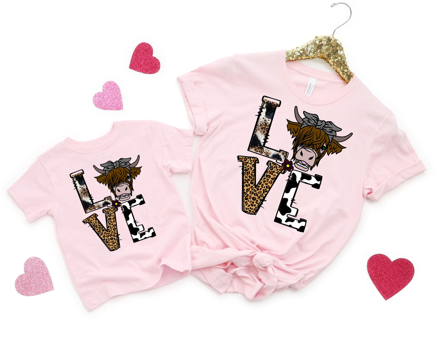 Love Highland Cow Shirt - Valentines Day Mommy and Me Shirts