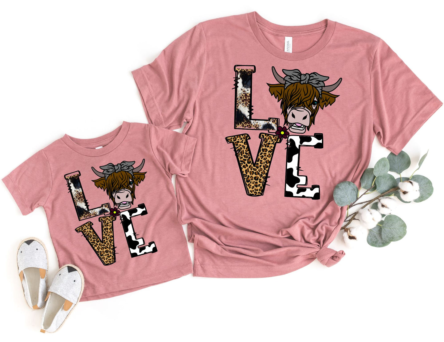 Love Highland Cow Shirt - Valentines Day Mommy and Me Shirts