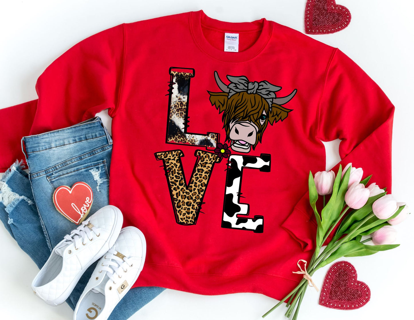 Love Highland Cow Sweatshirt - Valentines Day Sweatshirt