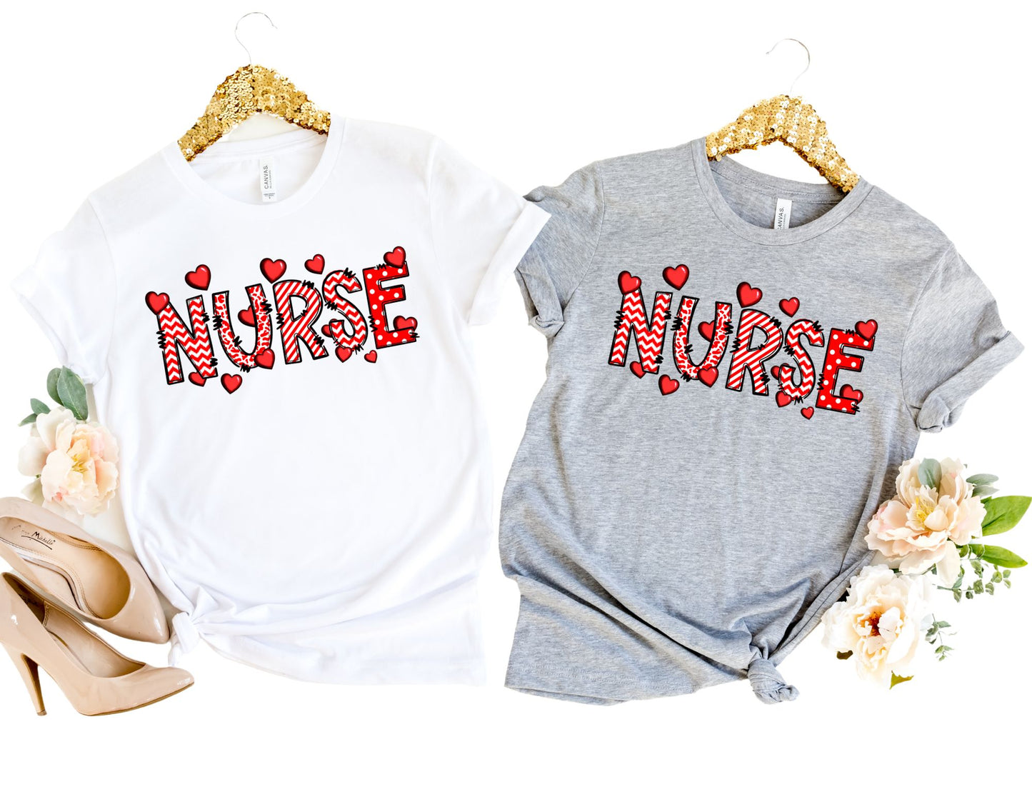 Nurse Hearts Valentine Shirt - Valentine Nurse Shirt