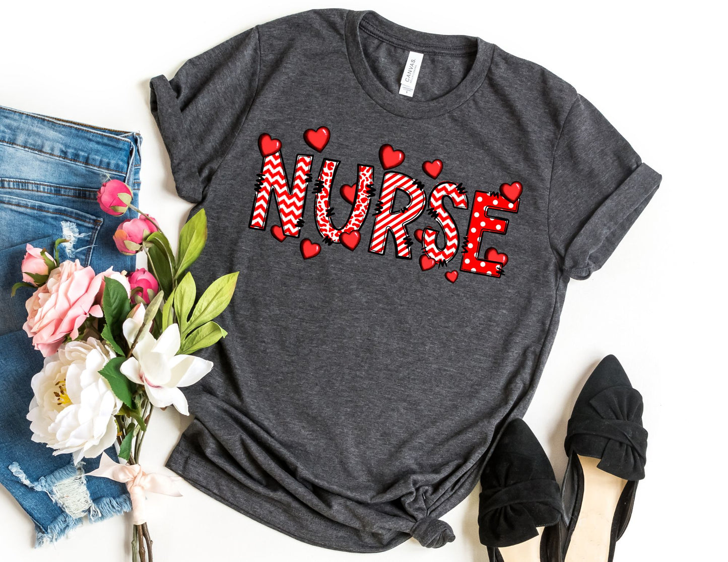 Nurse Hearts Valentine Shirt - Valentine Nurse Shirt