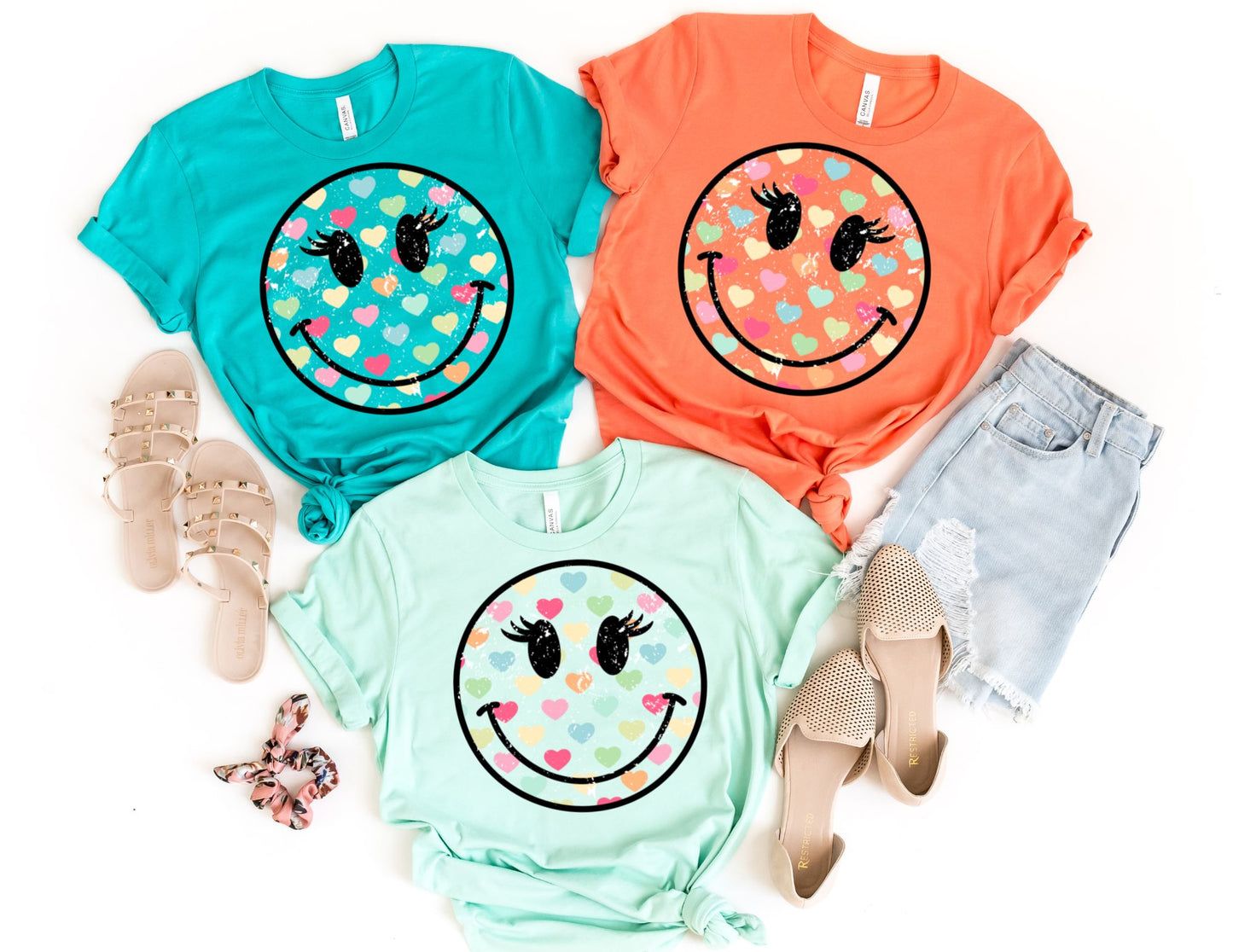 Retro Heart Smily Face Shirt - Valentines Day Shirt