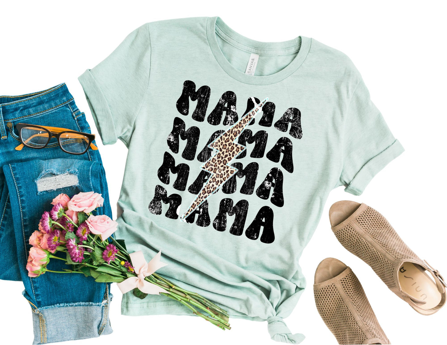 Retro Mama Leopard Shirt - Mom Shirt