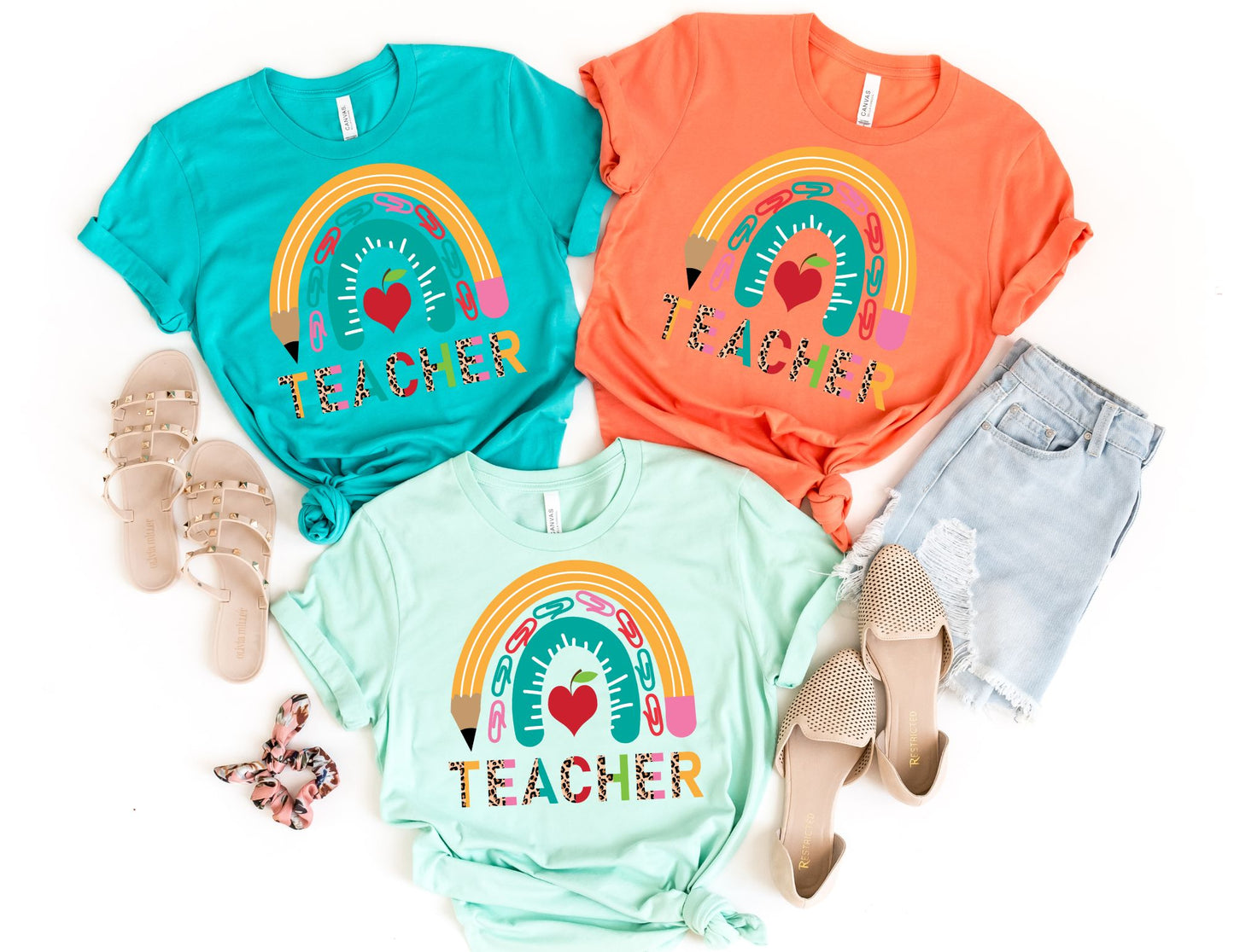 Teacher Pencil Rainbow Shirt - Teacher Shirt