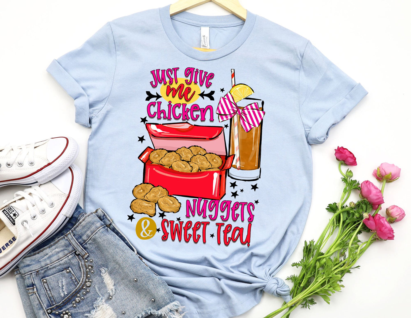 Just Give me Chicken Nuggets and Sweet Tea Shirt - Funny Mom Shirt