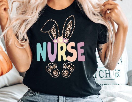 Easter Nurse Leopard Bunny Shirt - Easter Nurse Shirt