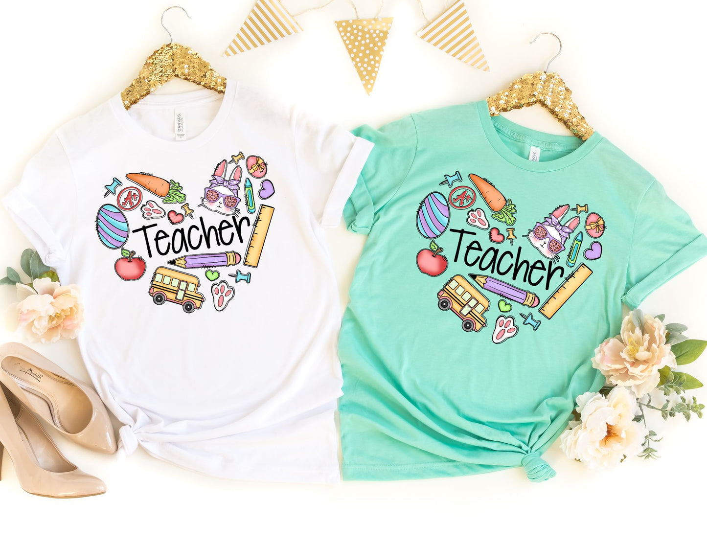 Teacher Easter Heart Shirt - Easter Teacher Shirt