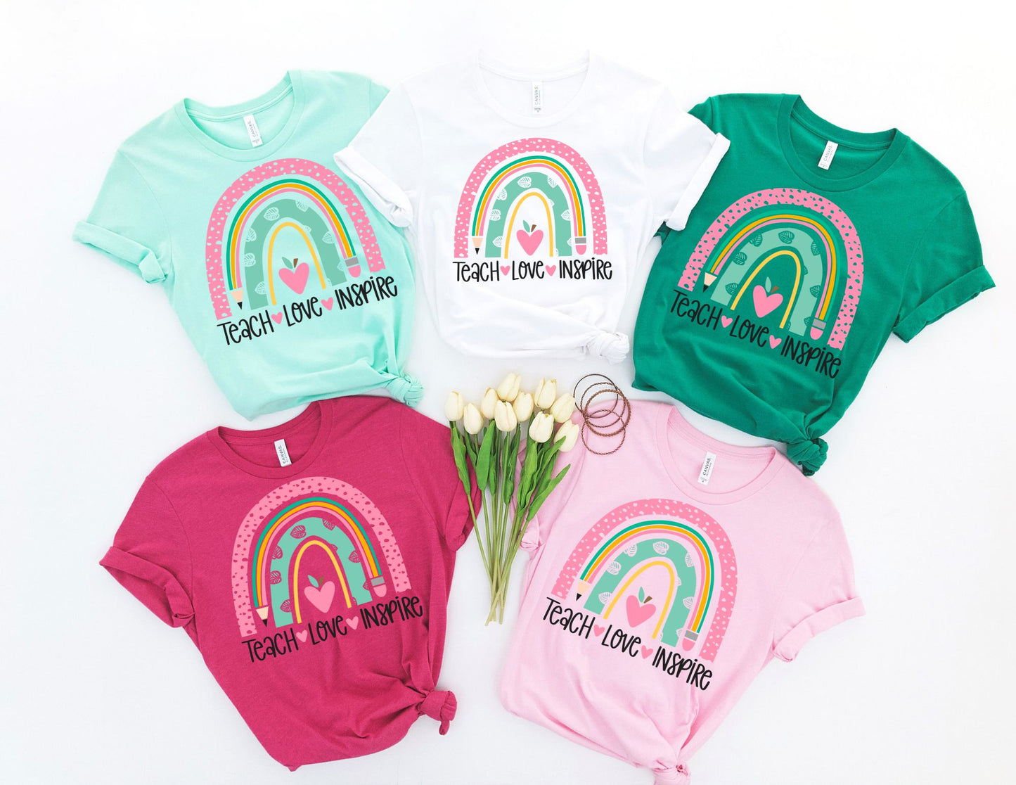 Teach Love Inspire Rainbow Shirt - Teacher Shirt