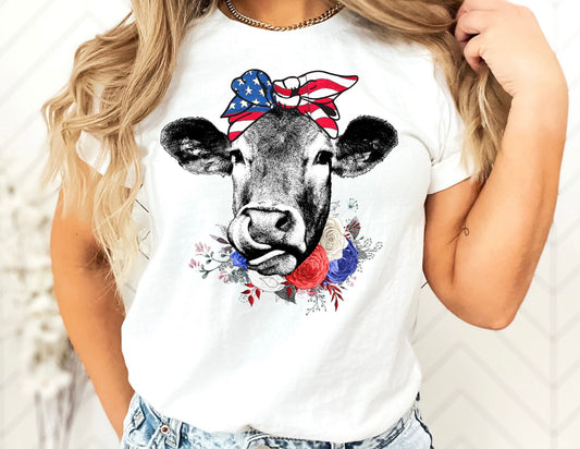 Patriotic Cow Shirt - 4th of July Shirt