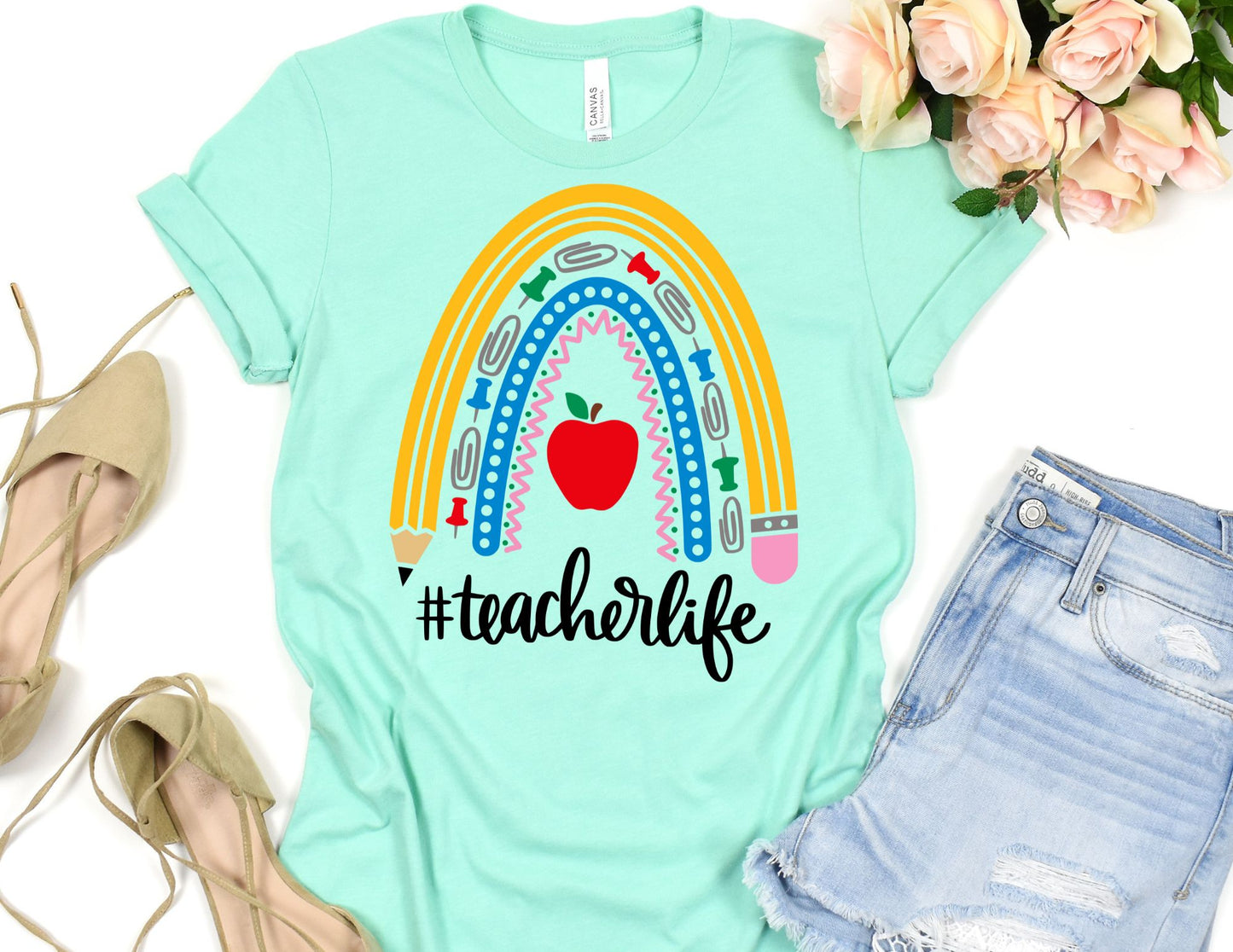 Teacher Life Pencil Rainbow Shirt - Teacher Shirt