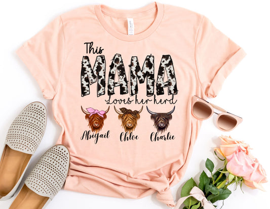 This Mama Loves Her Herd Shirt with Kids Names - Custom Mom Shirt