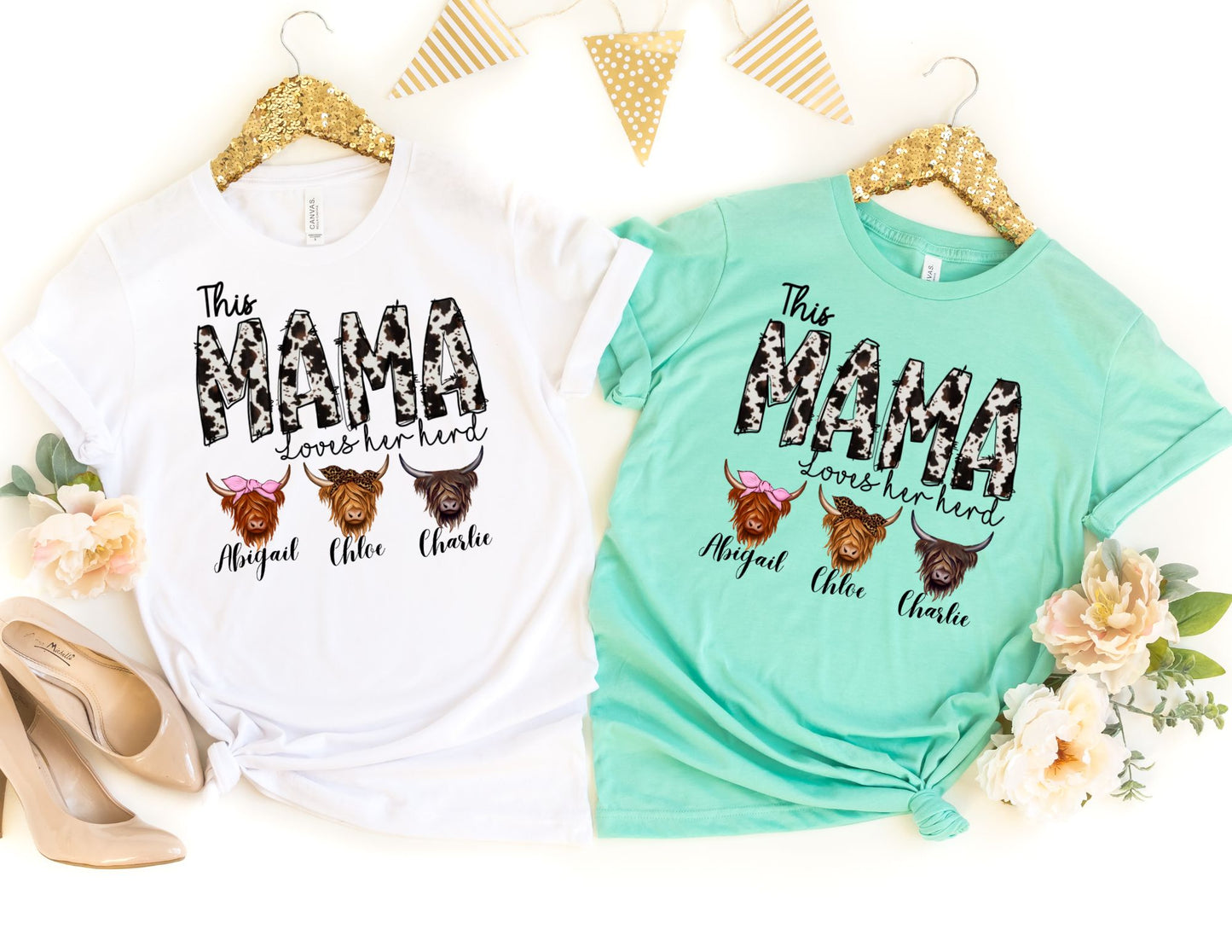 This Mama Loves Her Herd Shirt with Kids Names - Custom Mom Shirt