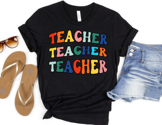 Colorful Stacked Teacher Shirt - Teacher Shirt