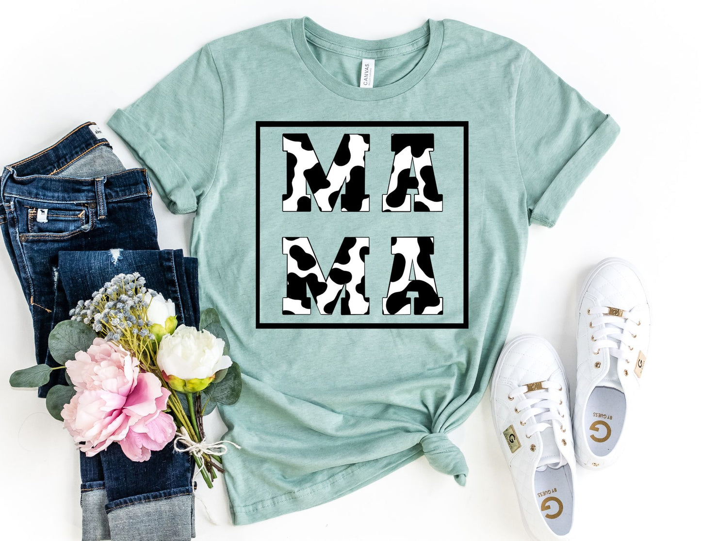 Square Mama Cow Print Shirt - Mom Shirt