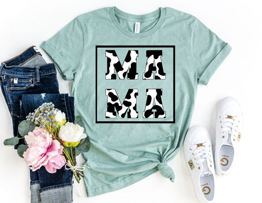 Square Mama Cow Print Shirt - Mom Shirt