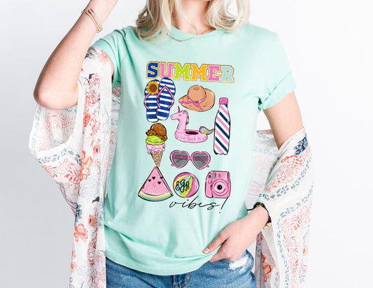 Summer Vibes Monogram Shirt -  Custom Summer Shirt