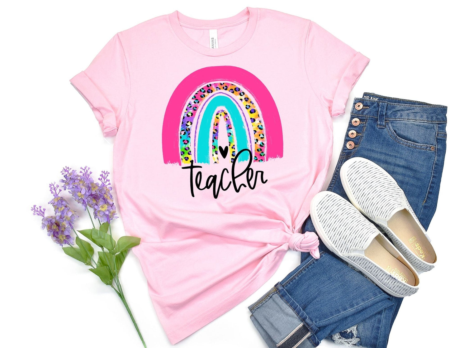 Teacher Rainbow Leopard Shirt - Teacher Shirt