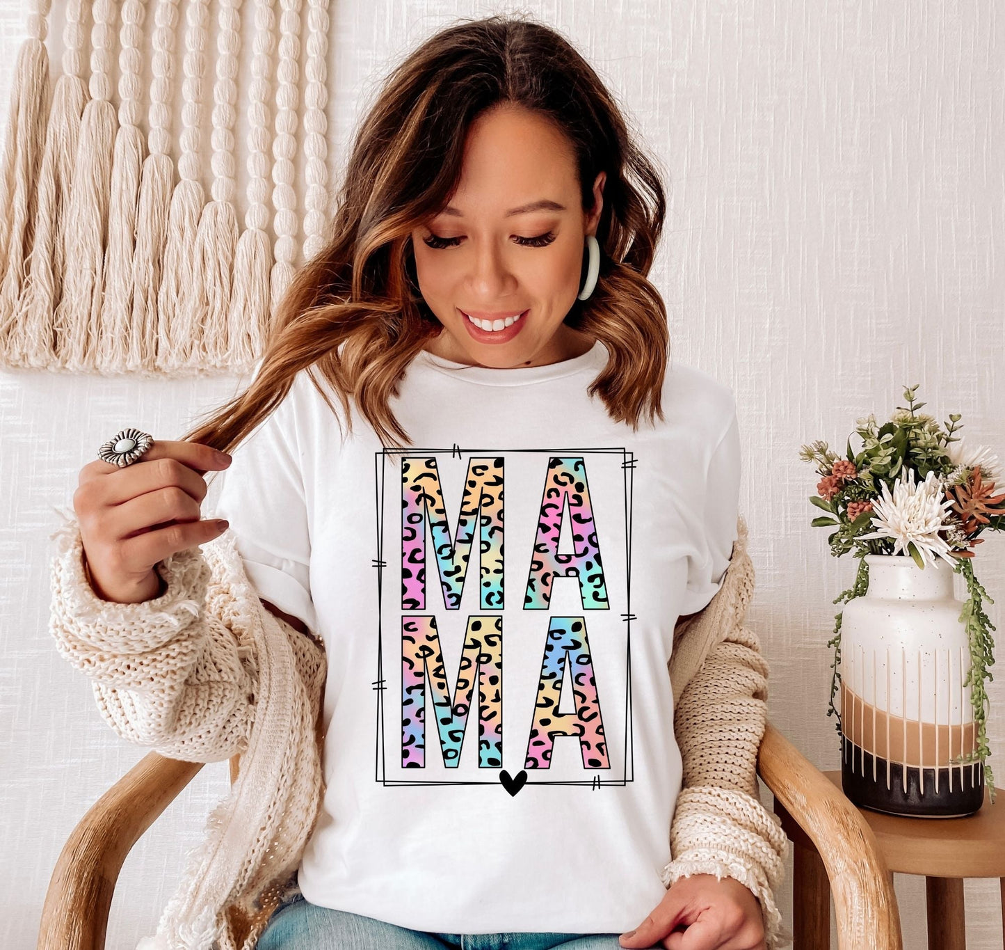 Mama Rainbow Leopard Shirt - Mom Shirt