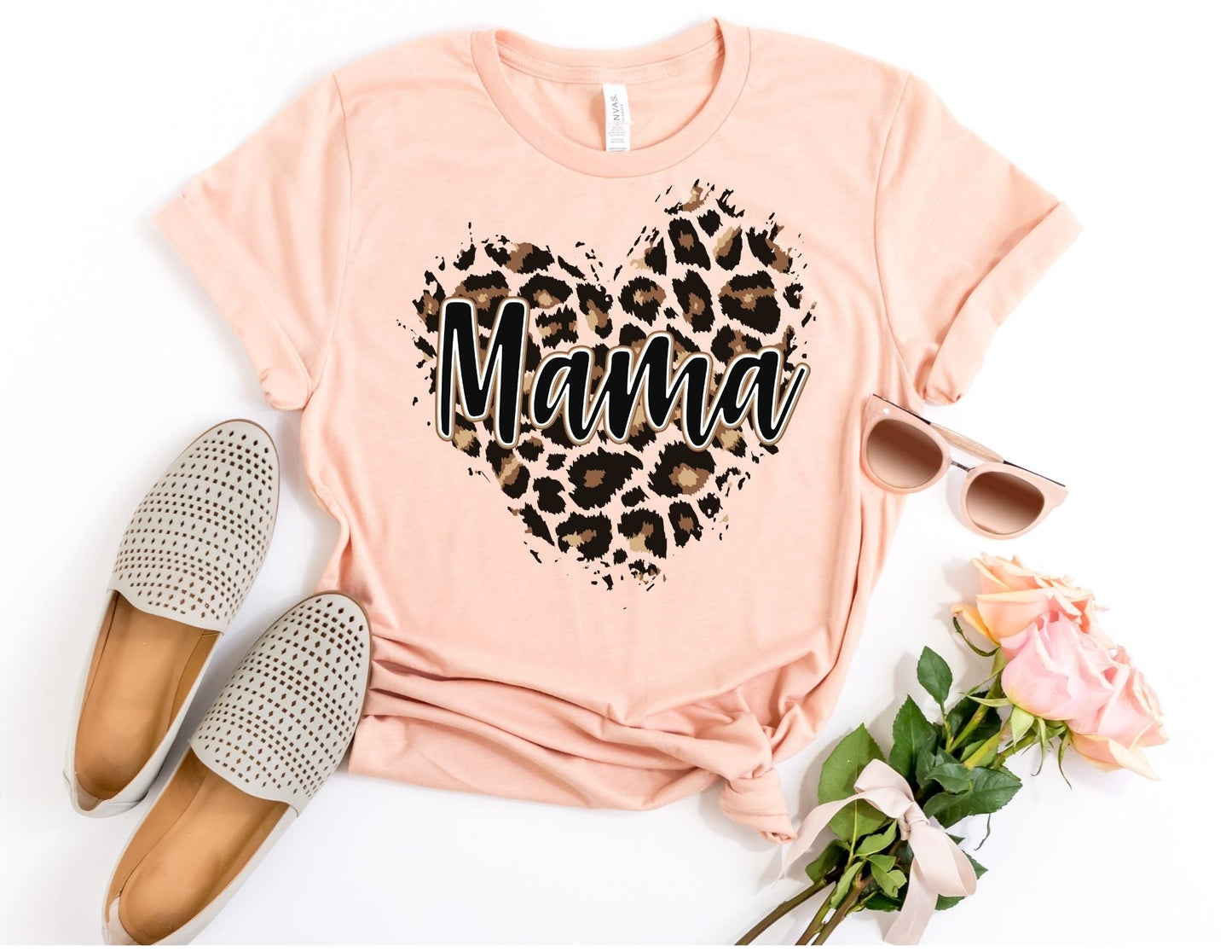 Mama Leopard Heart Shirt - Mom Shirt