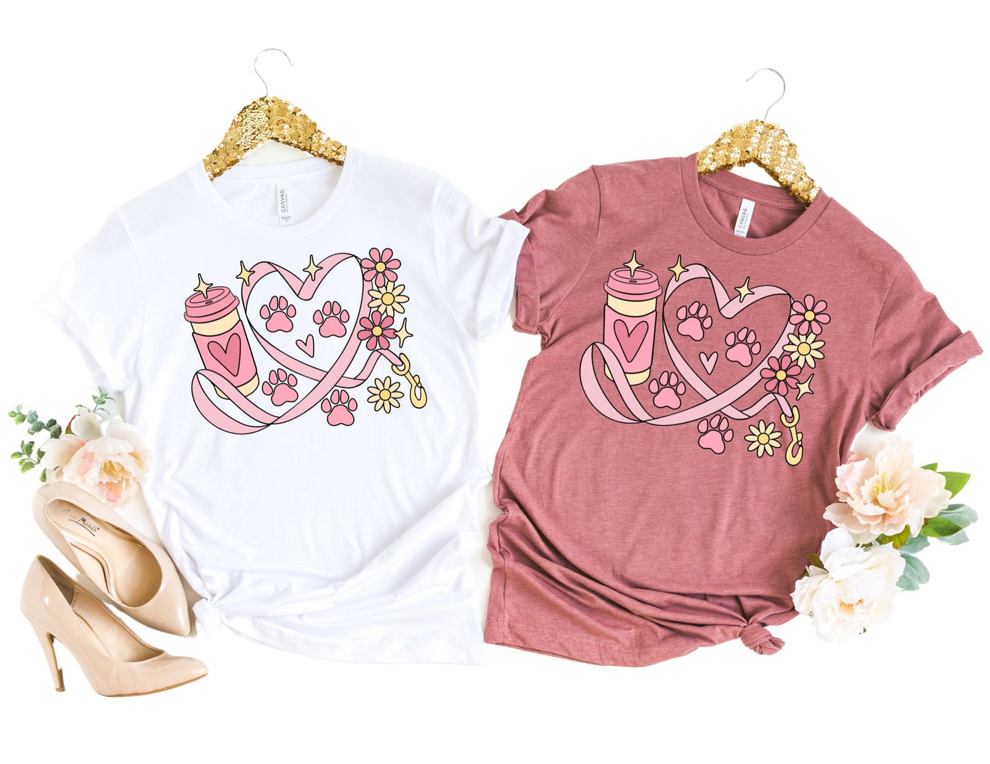 Dog Mama Coffee Leash Shirt - Valentines Day Shirt