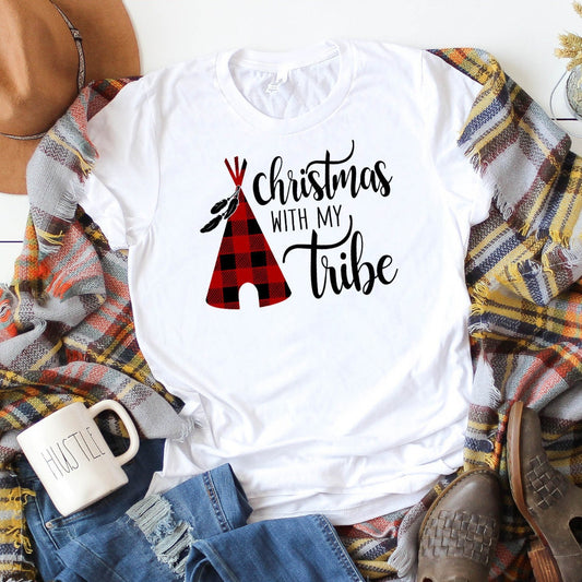 Christmas with my Tribe Shirt - Christmas Shirt