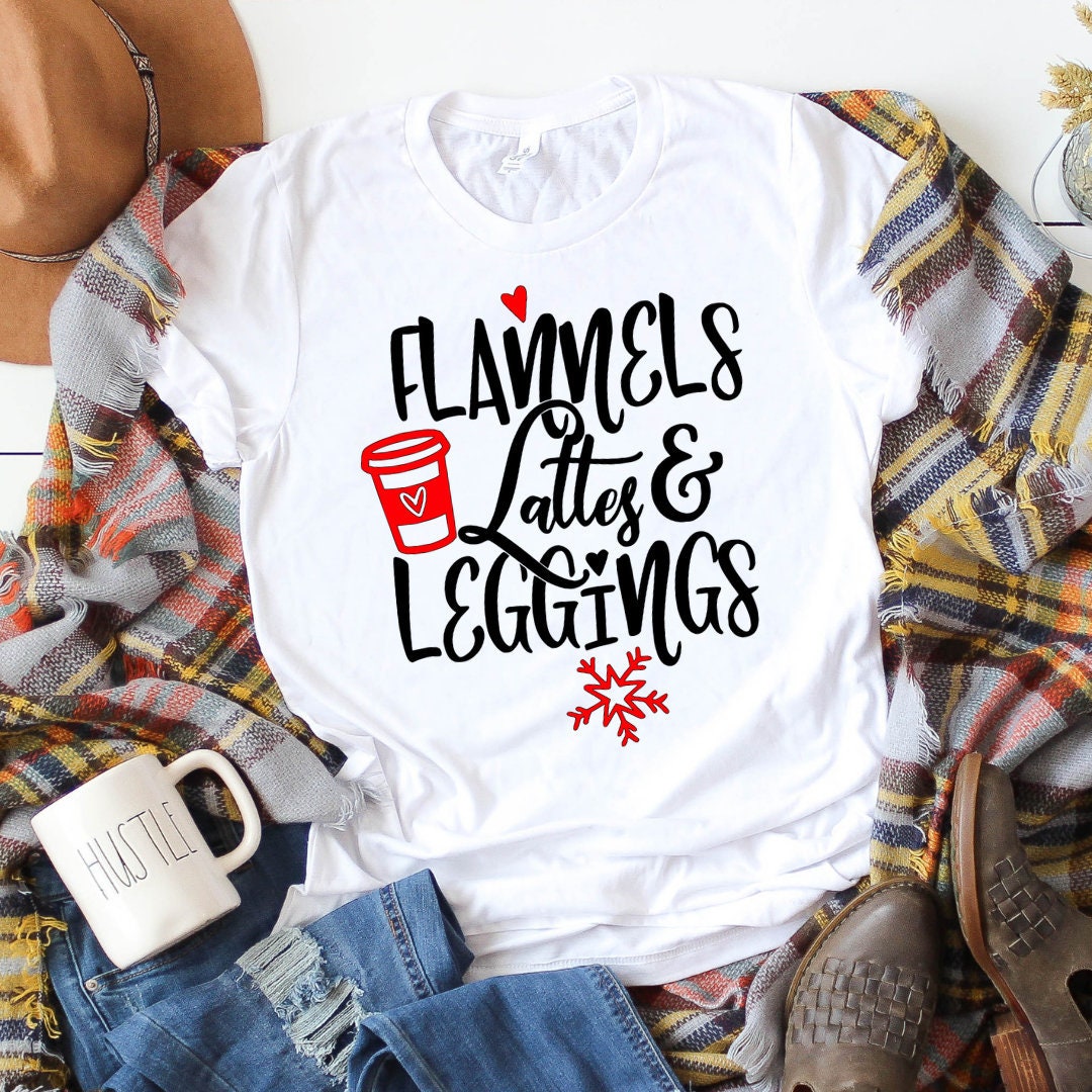 Flannels Lattes and Leggings - Christmas T-Shirt