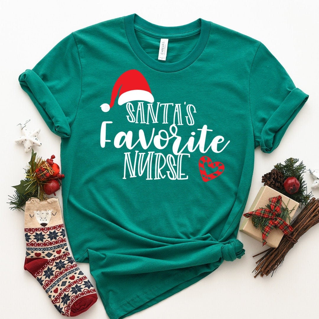 Santa's Favorite Nurse Shirt - Christmas Nurse Shirt