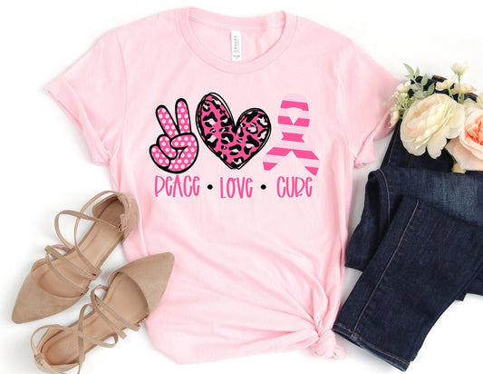 Peace Love Cure Shirt - Breast Cancer Shirt