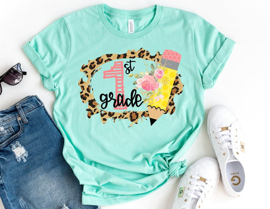 First Grade Leopard Shirt - Teacher Shirt