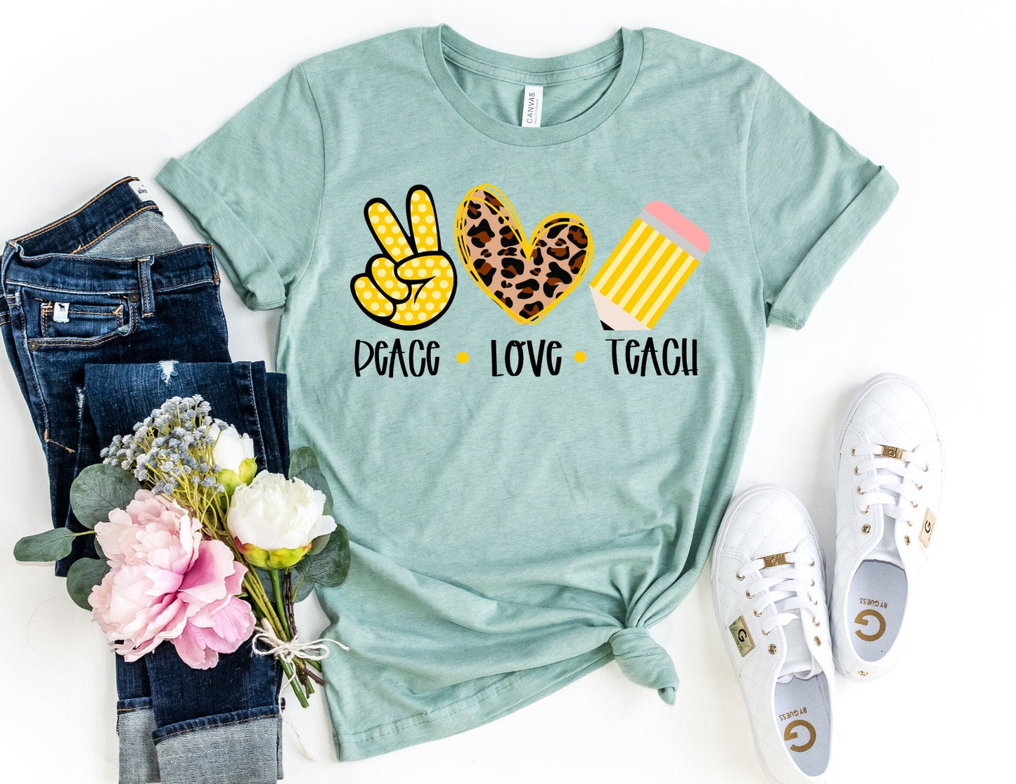 Peace Love Teach Pencil Shirt - Teacher Shirt