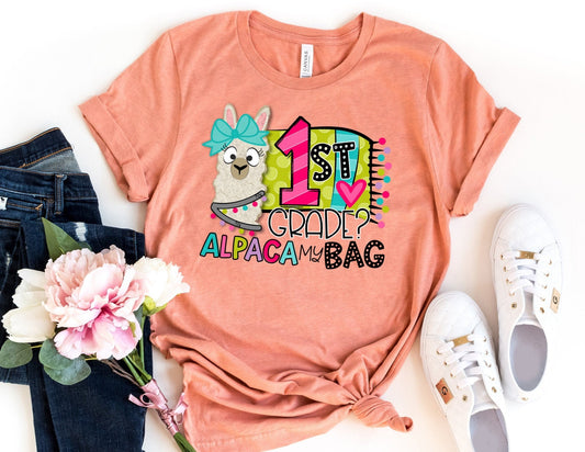 First Grade Alpaca My Bag Shirt - Teacher Shirt