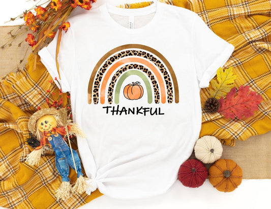 Thankful Rainbow Shirt - Fall Pumpkin T-Shirt