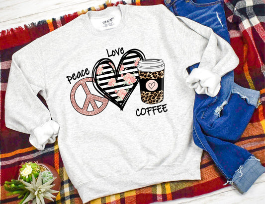 Peace Love Coffee Sweatshirt - Fall Sweatshirt