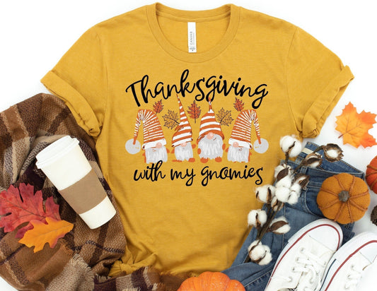 Thanksgiving With My Gnomies Shirt - Fall Pumpkin T-Shirt