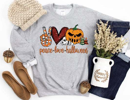 Peace Love Halloween Sweatshirt - Jack O Lantern Sweatshirt