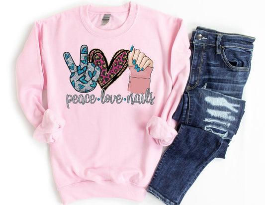 Peace Love Nails Sweatshirt - Nails Sweatshirt