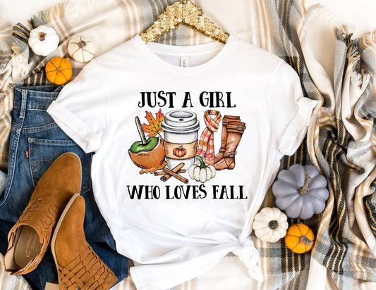 Just a Girl Who Loves Fall Shirt - Fall Pumpkin T-Shirt,