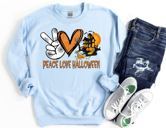 Peace Love Halloween Sweatshirt - Halloween Sweatshirt