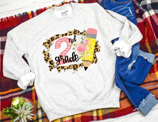 Second Grade Leopard Sweatshirt - Teacher Sweatshirt