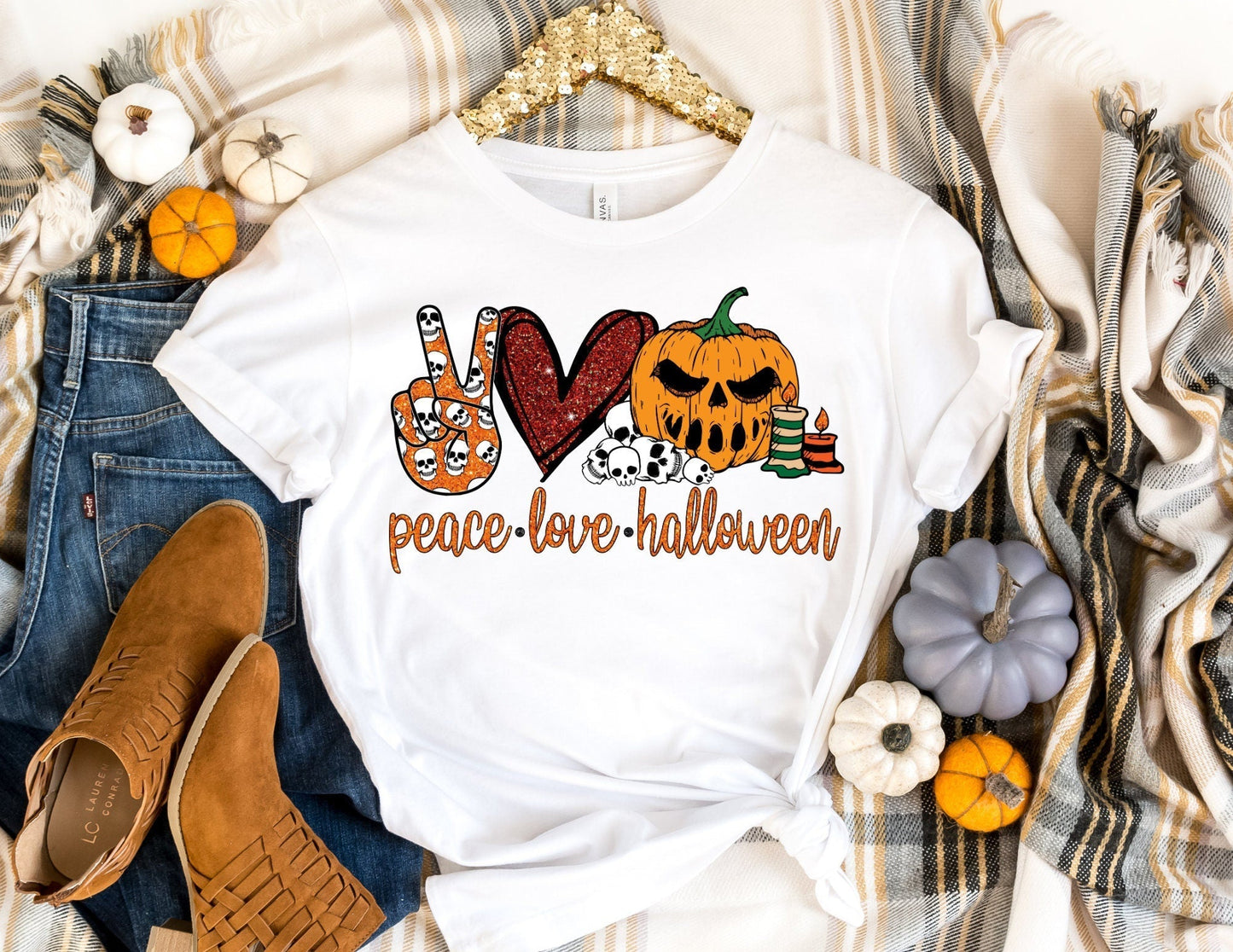 Peace Love Halloween Shirt - Jack O Lantern Shirt