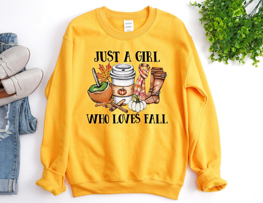 Just a Girl Who Loves Fall Sweatshirt - Fall Sweatshirt