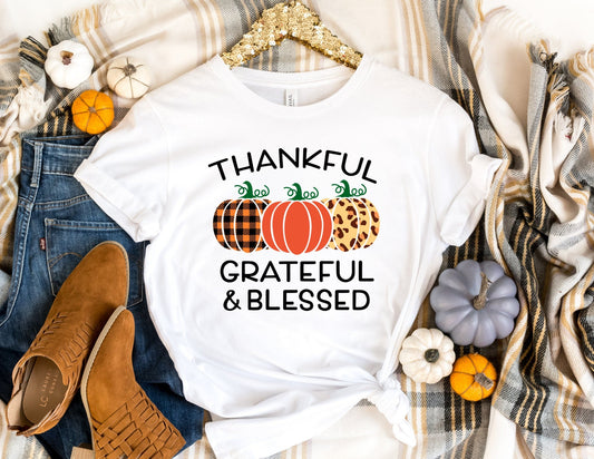 Thankful Grateful and Blessed Shirt - Fall Shirt