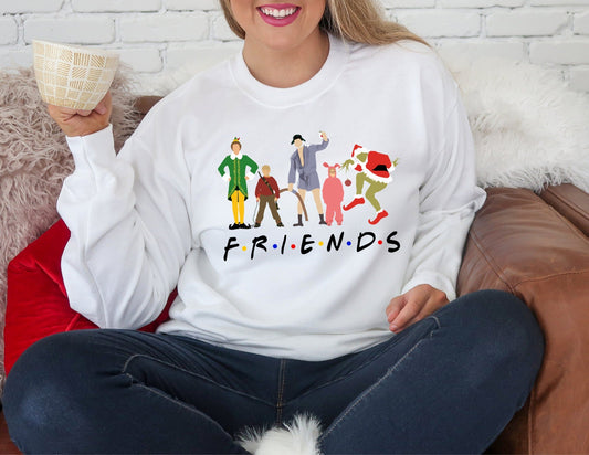 Christmas Movie Characters Sweatshirt - Friends Christmas Sweater