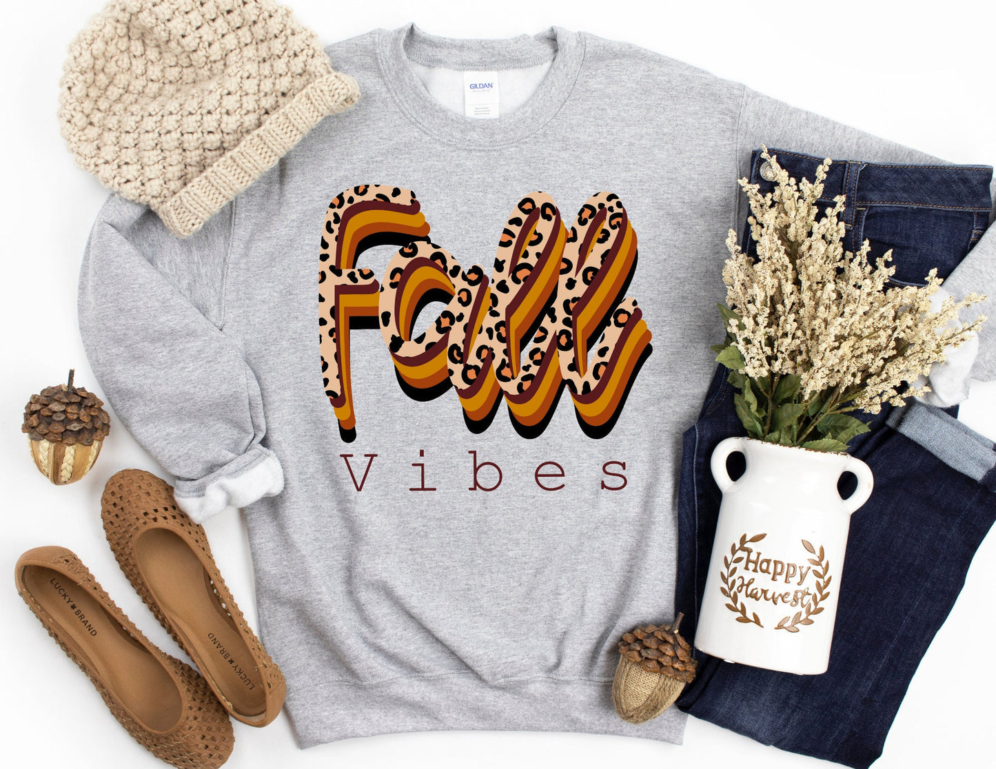 Fall Vibes Sweatshirt - Fall Leopard Sweatshirt