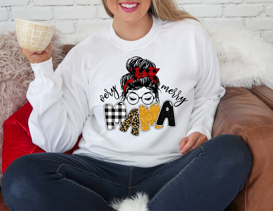 Very Merry Mama Sweatshirt, Christmas Mom Sweatshirt