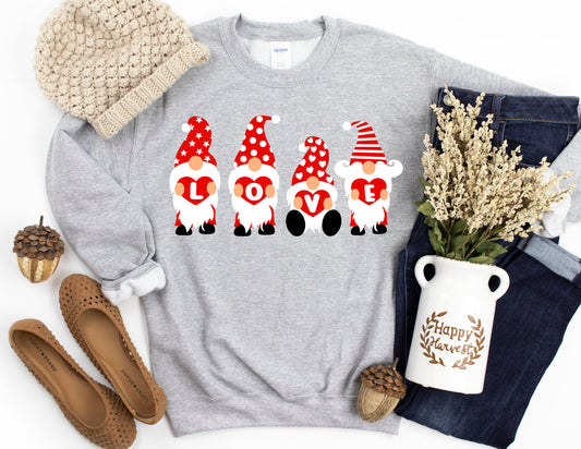 Gnome Love Valentine Sweater, - Valentines Day Sweatshirt