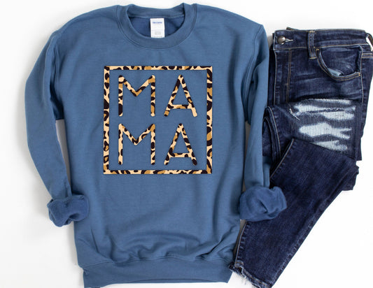 Mama Leopard Square Sweatshirt - Mama Sweatshirt