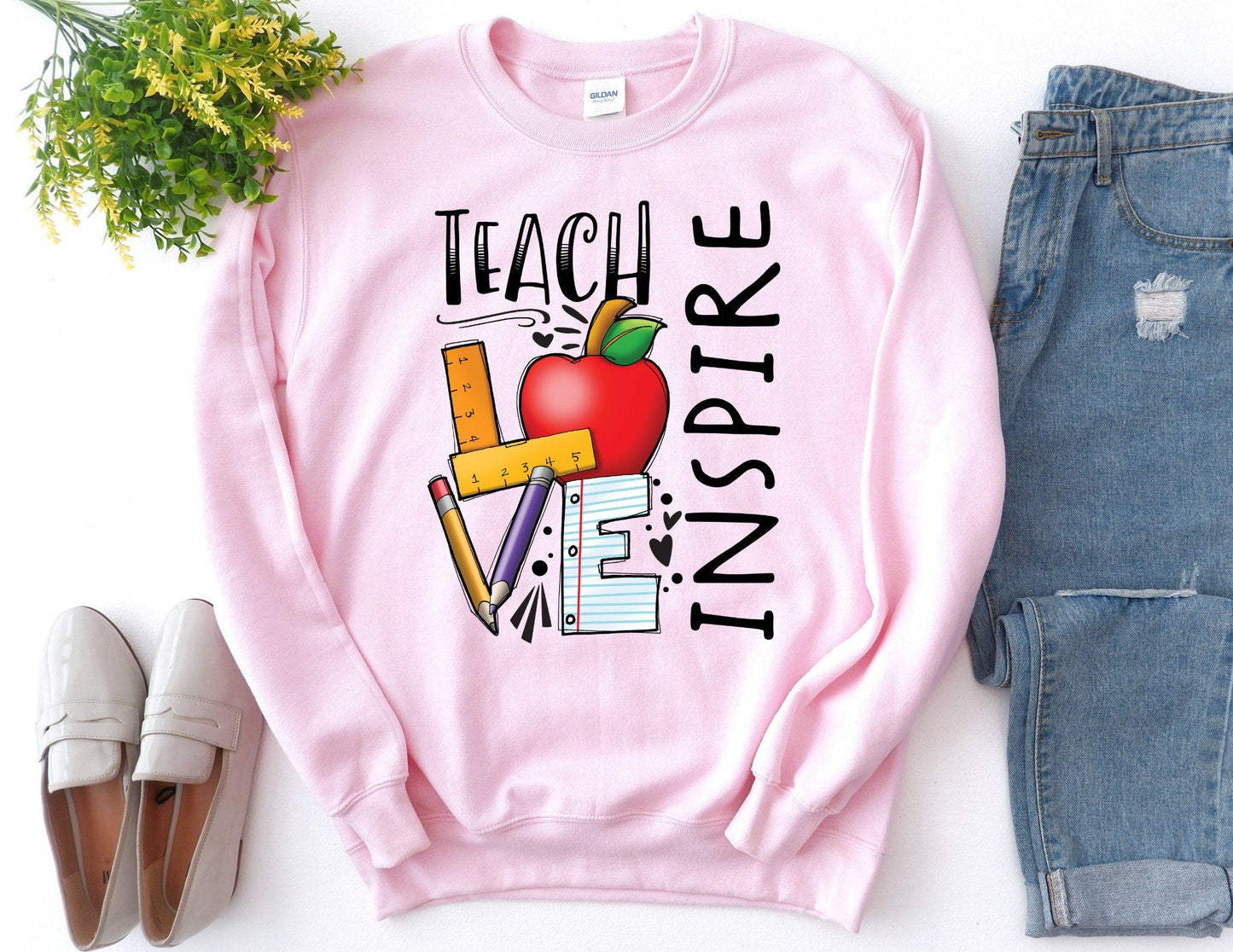 Teach Love Inspire Full Color Sweatshirt - Teacher Sweatshirt