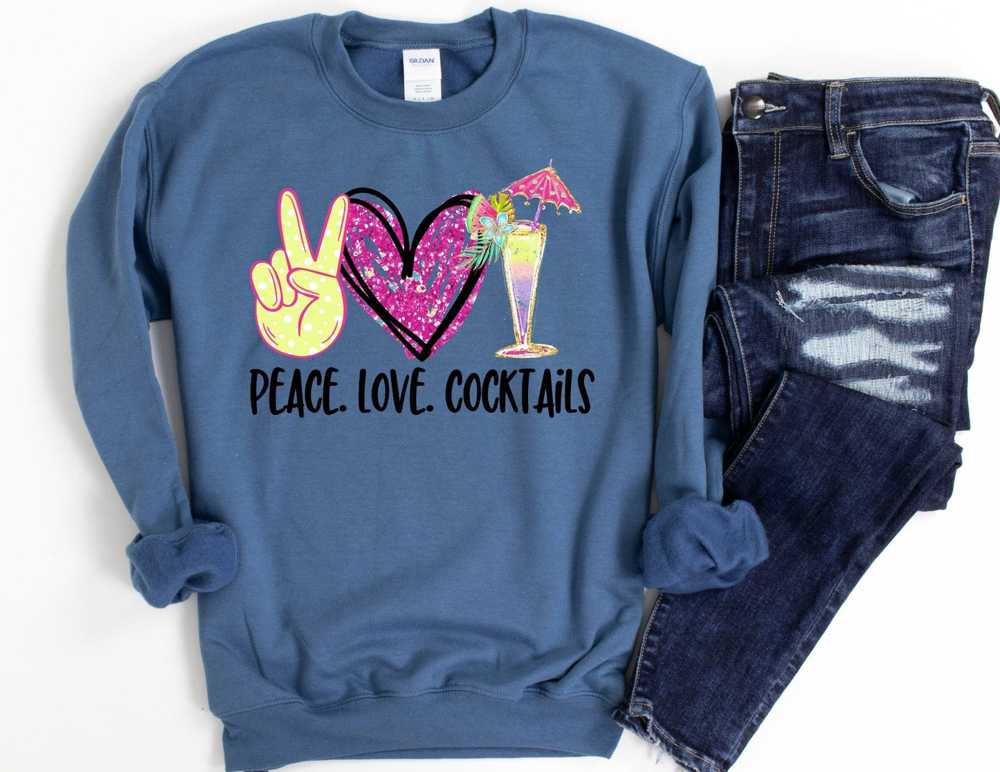 Peace Love Cocktails Sweatshirt - Drinking Sweatshirt