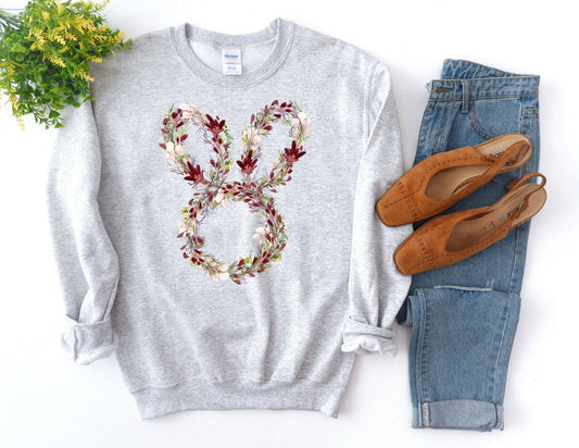 Floral Easter Bunny Wreath Sweatshirt - Happy Easter Sweatshirt